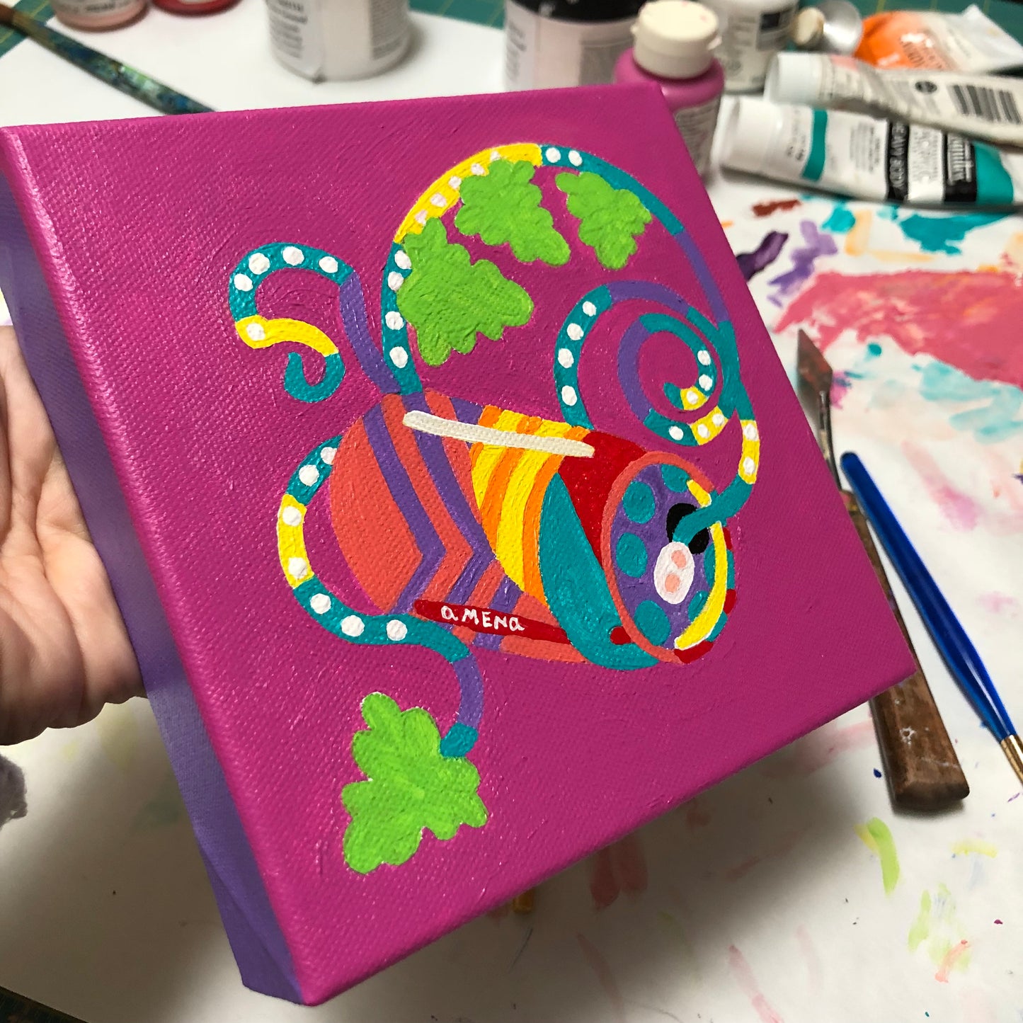 Recycling Can Pop Art Small Gallery-Ready Painting