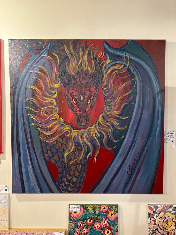 Fiery Dragon Painting Original Painting - Large Canvas Wall Art - Original Art Painting