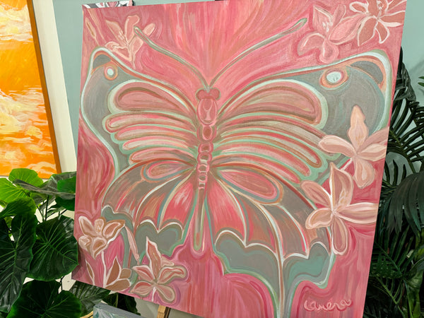 In Bloom Butterfly Original Painting - Large Canvas Wall Art - Original Painting