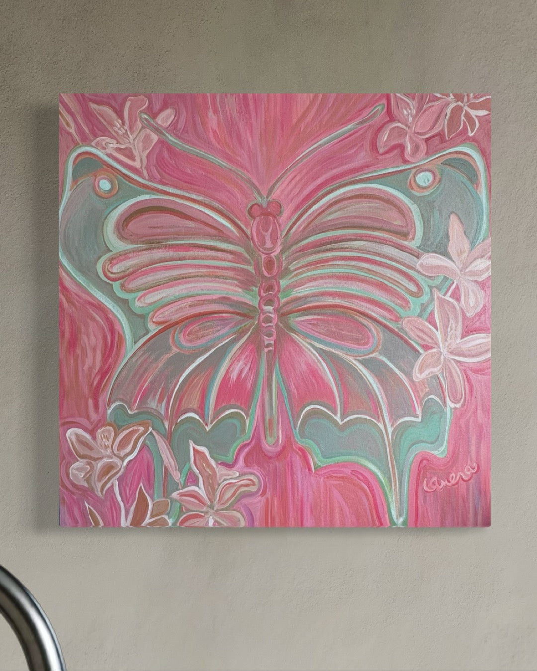 Butterfly "In Bloom" Canvas Print (16 x 16)