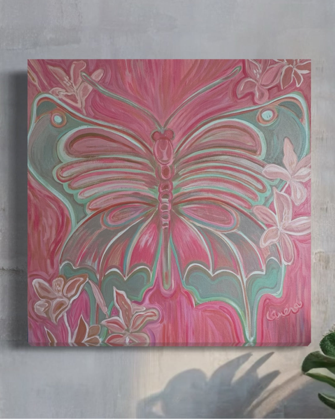 Butterfly "In Bloom" Canvas Print (16 x 16)