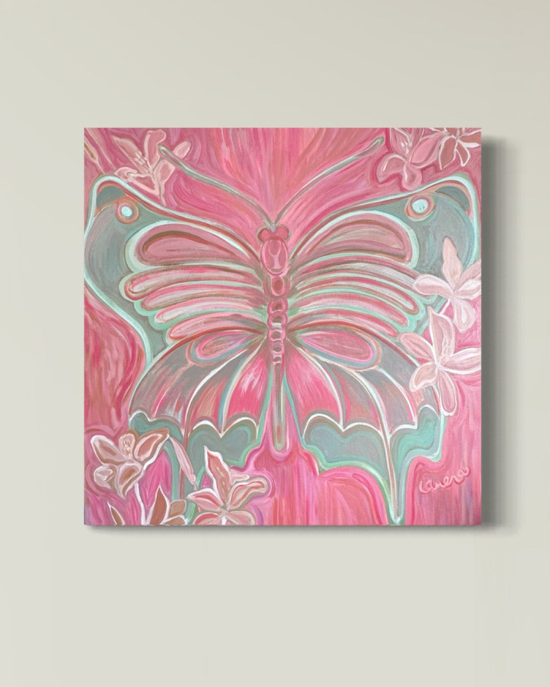 Butterfly "In Bloom" Canvas Print (16 x 16)