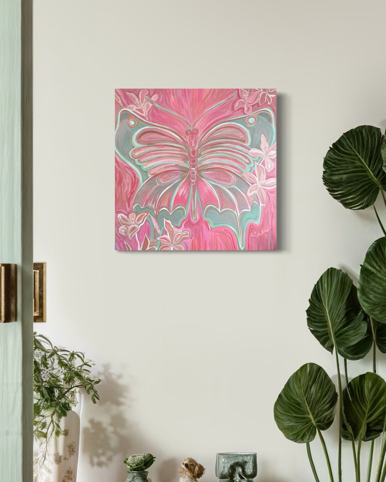 Butterfly "In Bloom" Canvas Print (16 x 16)