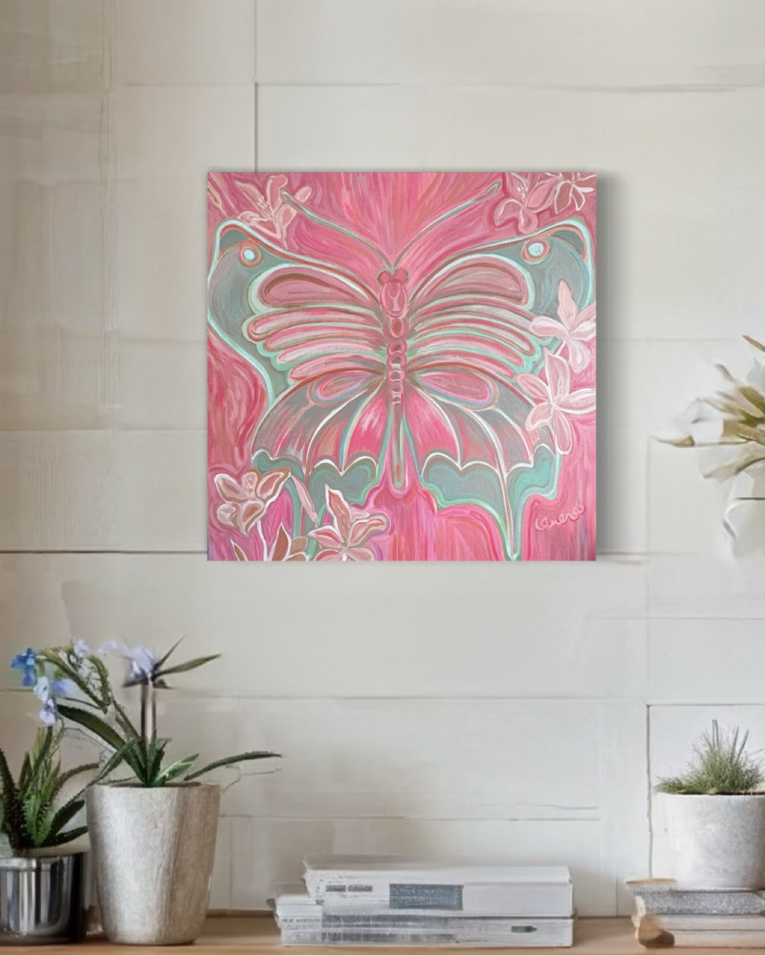 Butterfly "In Bloom" Canvas Print (16 x 16)