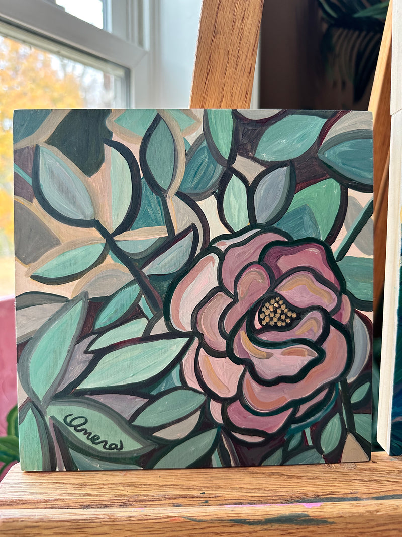 Stained Glass Rose Original Painting